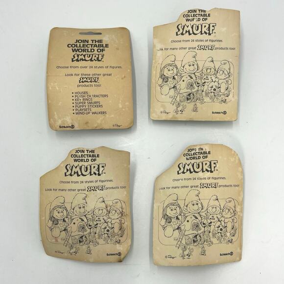 Vintage 1980’s Smurfs Collectible Figurines Wallace & Berrie-Set of 4-IN PLASTIC - Picture 2 of 7